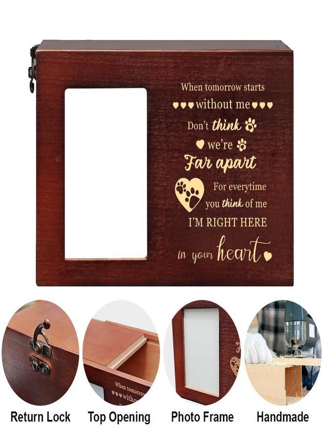 GLASSWINDS Pet Urns for Dog Ashes Wooden Pet Cremation Urn with Photo Frame Cat Dog Urns for Ashes Large Keepsake Memory Box Sympathy Gift for Pets Loss Remembrance Chest (Brown,7.87"x5.51"x5.51") - Image 3